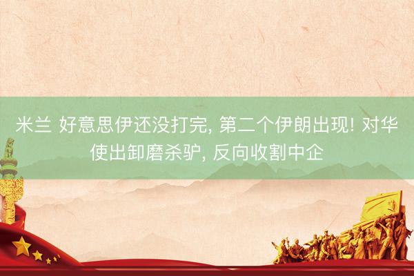 米兰 好意思伊还没打完, 第二个伊朗出现! 对华使出卸磨杀驴, 反向收割中企